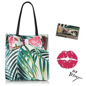 Betsey Johnson Palm Leaf Bow Tote & Wallet Set